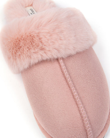 Unisex Pink Suedette Cuffed Dome Slippers